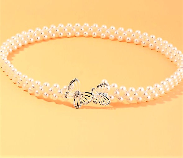 The Two Strand Butterfly Pearl Bridal Belt