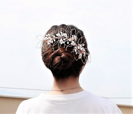 The Rose Gold Flower Petal Bridal Hair Piece